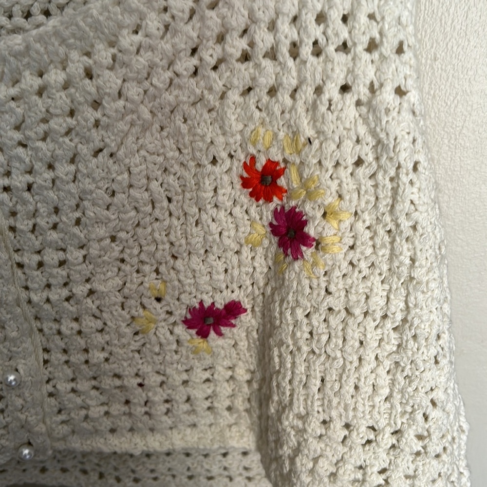 FREE PEOPLE Wildflowers Knit Cropped Cardigan Size Large - Picture 7 of 15